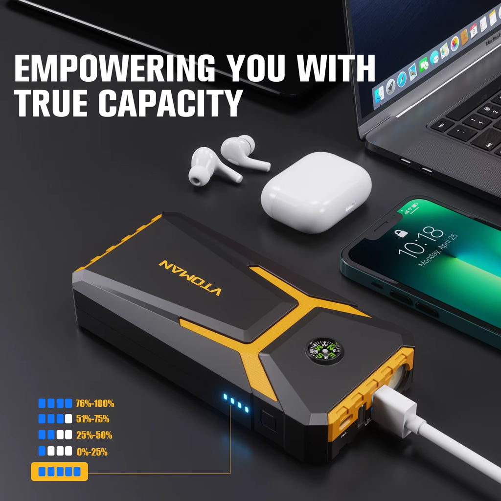 Unleash the Power with the V6 Pro 2000A Jump Starter & Power Bank - Your Ultimate Auto Emergency Companion!