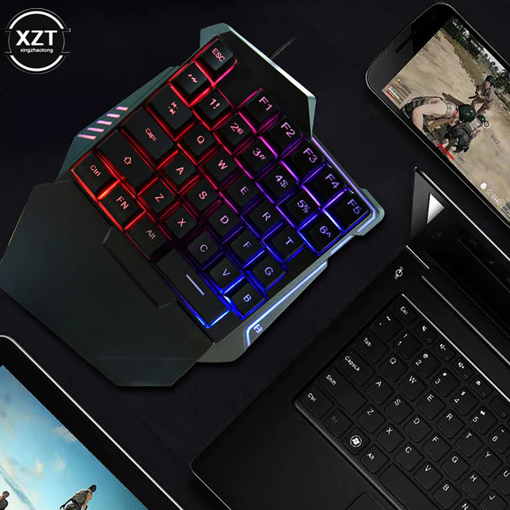 Elevate Your Gaming with the Compact Ergonomic One-Handed Mechanical Keyboard - 35 Keys Mini Wired Design for Unmatched Performance