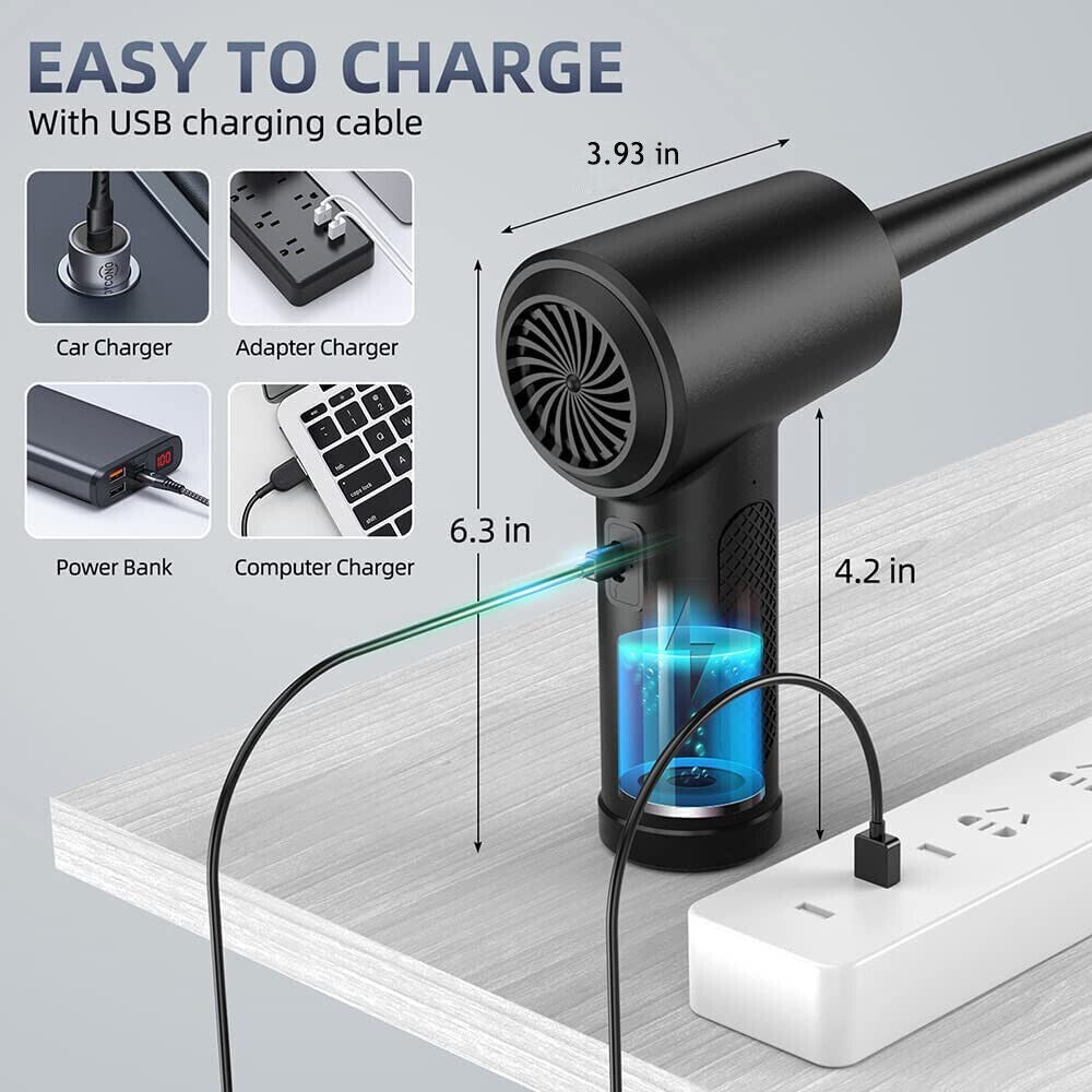 Cordless Electric Air Duster - High-Power Mini Blower with Fast Charging for Computers, Keyboards, Home, Outdoor, and Automotive Use