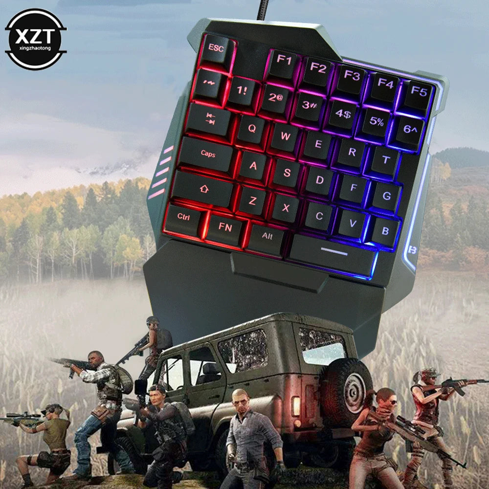 Elevate Your Gaming with the Compact Ergonomic One-Handed Mechanical Keyboard - 35 Keys Mini Wired Design for Unmatched Performance