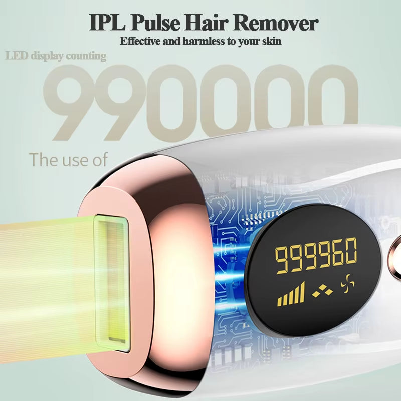 Experience Effortless Hair Removal with the Painless IPL Laser Epilator - 999,999 Flashes for Safe and Smooth Skin on Face, Body & Bikini